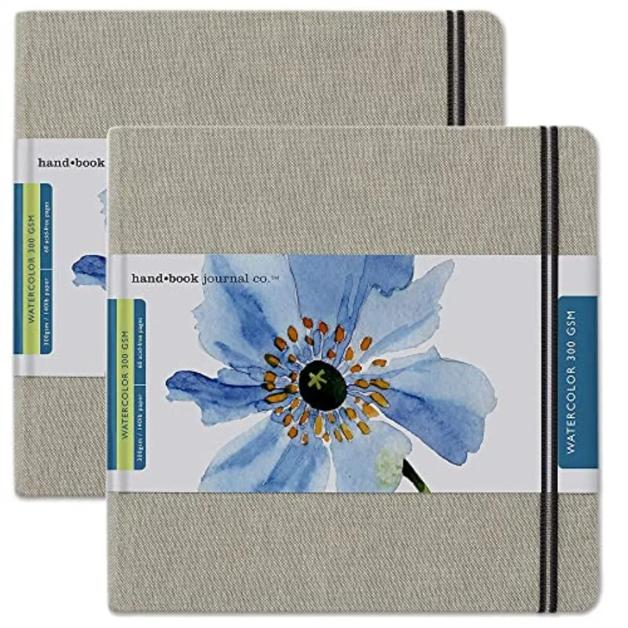 

Издательство Handbook Journal Co. Альбом для акварели и скетчей Artist, квадратный, 8,25 x 8,25 дюймов, 2 шт., 140 фунтов/300 г/м², твердая обложка с карманом