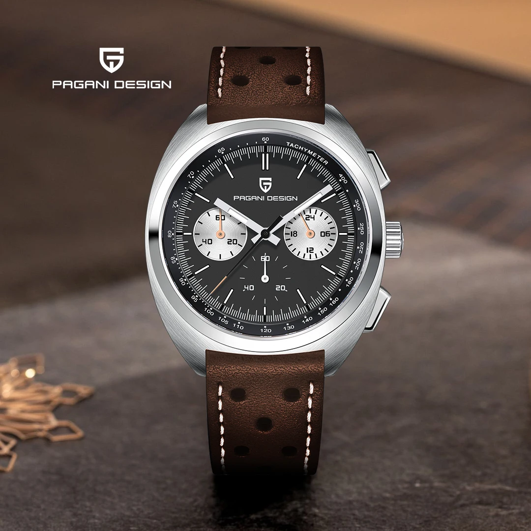 Nouvelle montre à quartz de luxe PAGANI DESIGN Turtle Back 2026 pour homme, chronographe sport tendance, bracelet en cuir lumineux