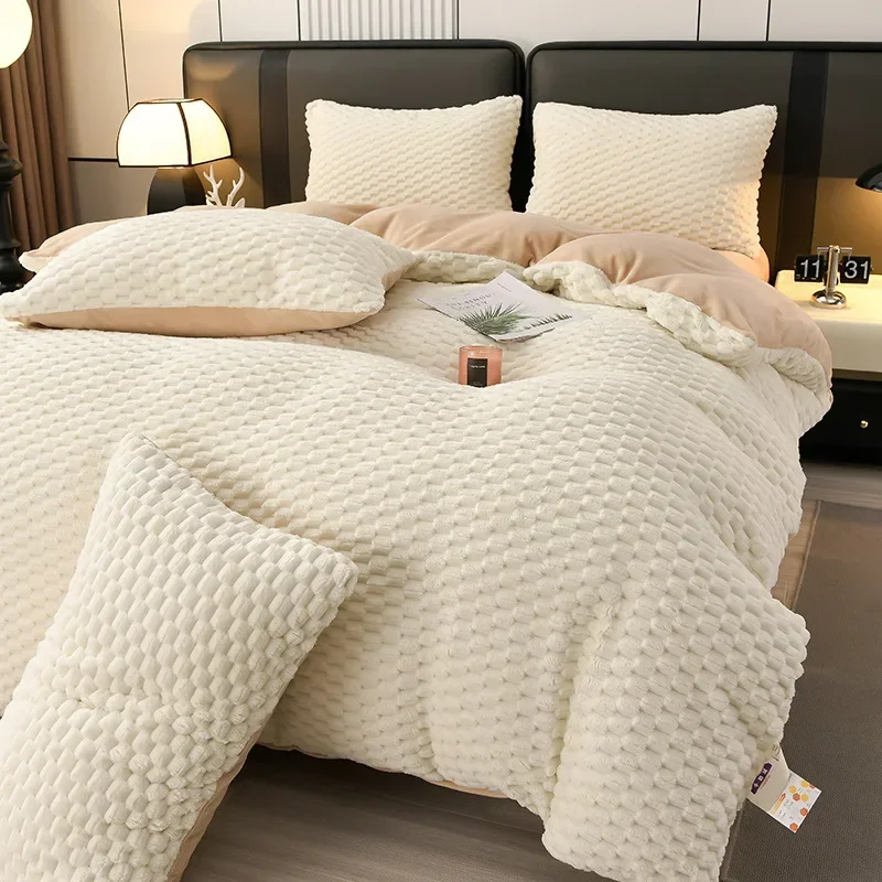 Winter Warm Plush Bedding Set Queen Duvet Cover 3/4 PC Suit Bed Sheet Comforter Quilt Cover Set Queen King Bedspread Pillowcases