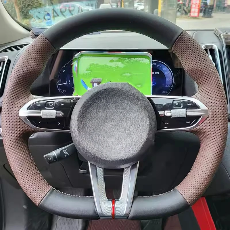 

Luxury Handmade Steering Wheel Cover for Hongqi HS3 & H6 2023-2024, OEM Style Full Wrap Leather Interior Upgrade
