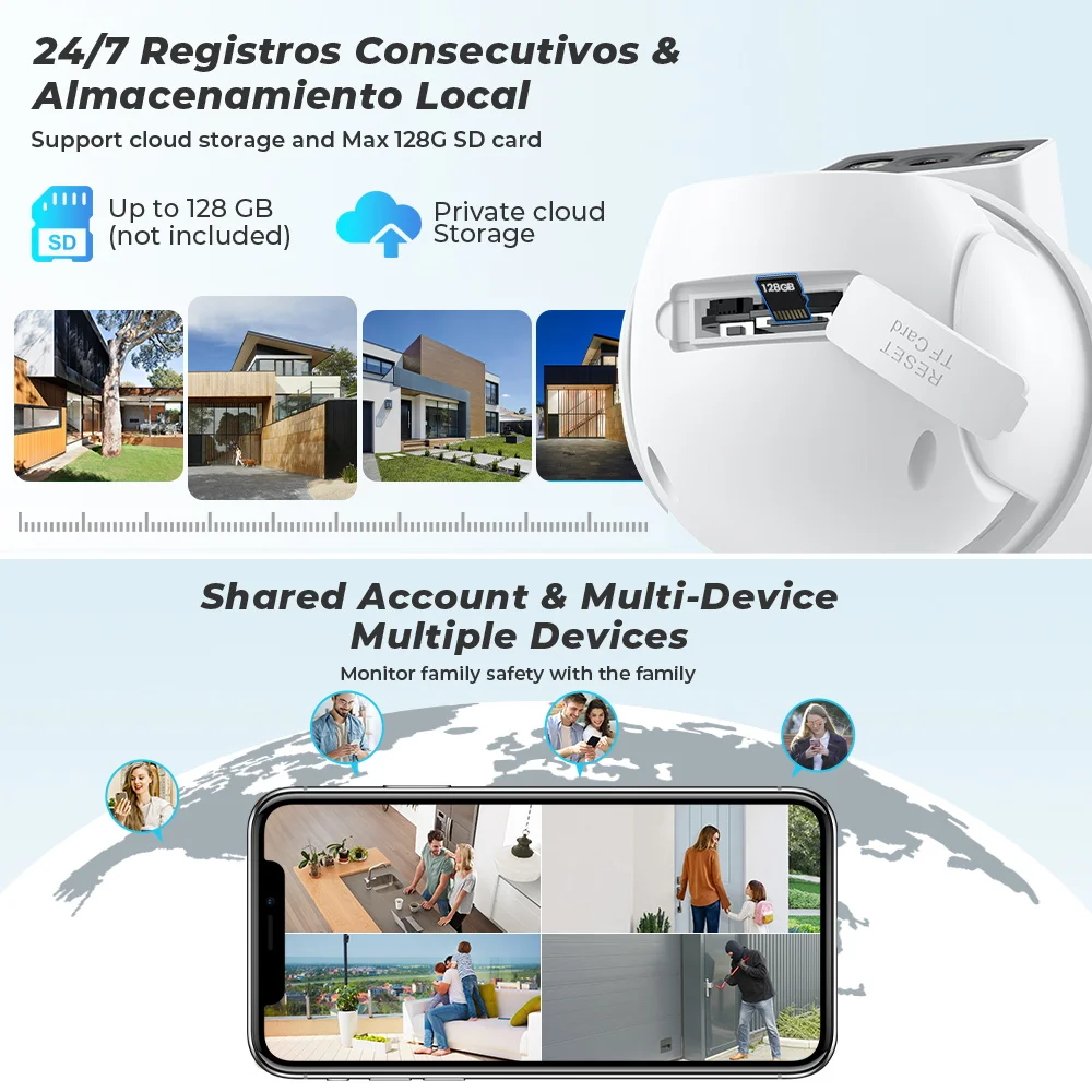 1/2Pcs 8MP 4K PTZ Wifi Camera Dual Lens Dual Screen Outdoor CCTV Surveillance Camera Night Vision Ai Human Detecrion ICSEE APP