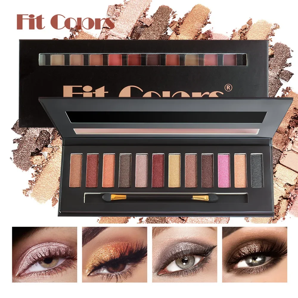 Fit Coiors Serie di ombretti a 12 colori: il miglior trucco per palette di ombretti con evidenziazione perlescente opaca per le donne