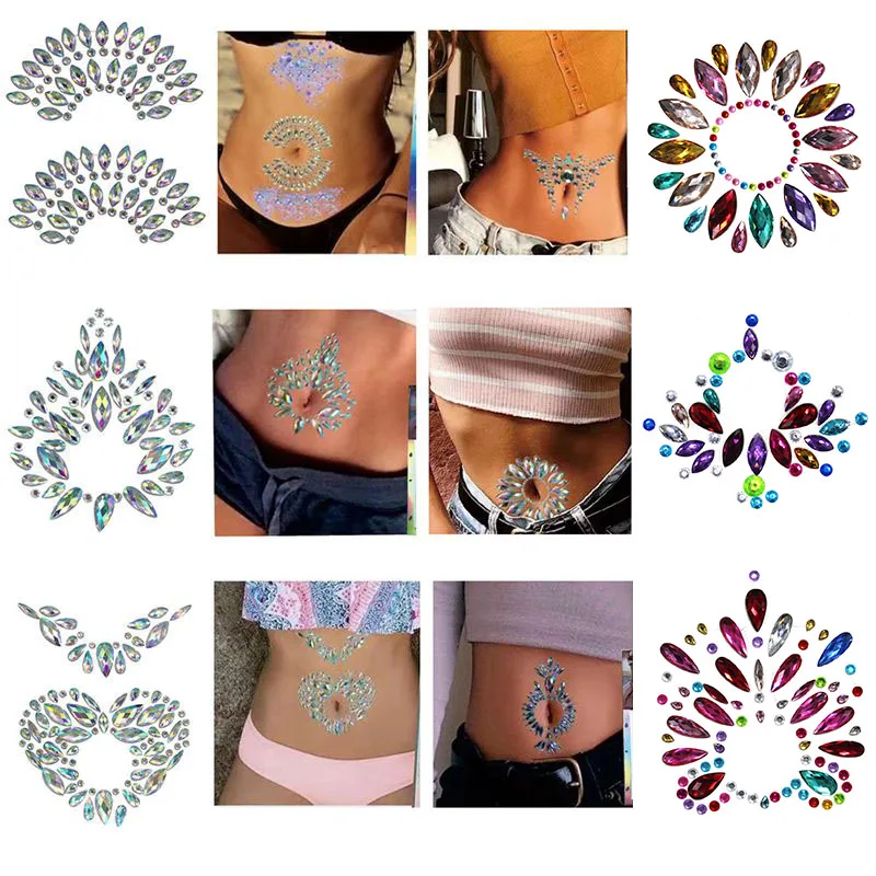 

3D Crystal Belly Button Stickers Belly Dance Glitter Stickers Rhinestone Decoration Body Rhinestone Temporary Tattoo Sticker