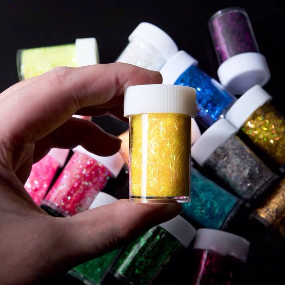 1Jar Tinsel Stripe-Shaped Nail Glitter 0.2*3mm Size Color Holography Glitter Strip 0.3g Short Bar Shapes Decoration For Nail Tip