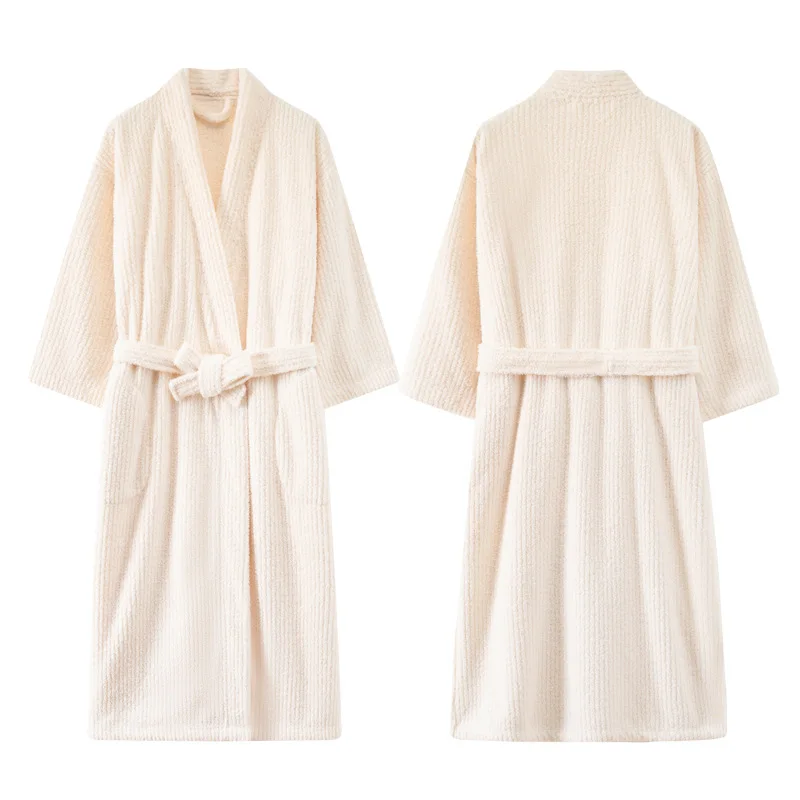

Autumn Winter Luxury Kimono Bathrobe Gown Couple Thick Flannel Robe Loose Casual Sleepwear Home Clothes Coral Fleece Lounge Wear