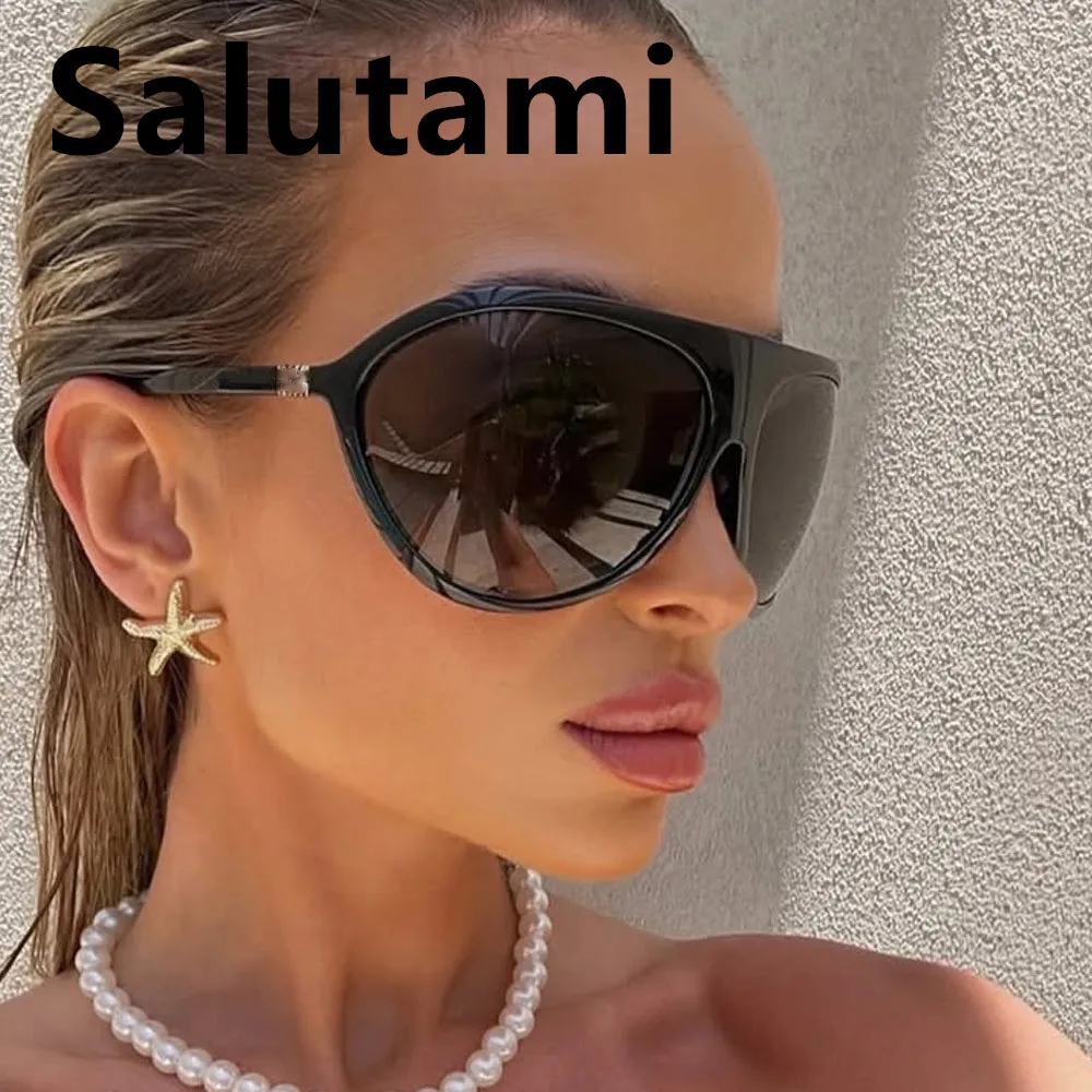 Neue Modemarke: Shield-Sonnenbrille für Damen, Vintage-Bogenrahmen, Übergroße Quadratische Sonnenbrille, Sexy Farbverlauf-Gläser für Damen zum Autofahren – Detail 1