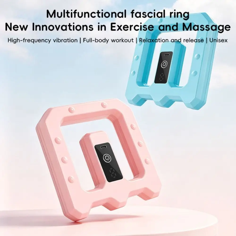 Cordless Fascia Rings Massager Type-C Rechargeable Adjustable Vibration Electric Body Slimming Machine with Belt Deep Tissue
