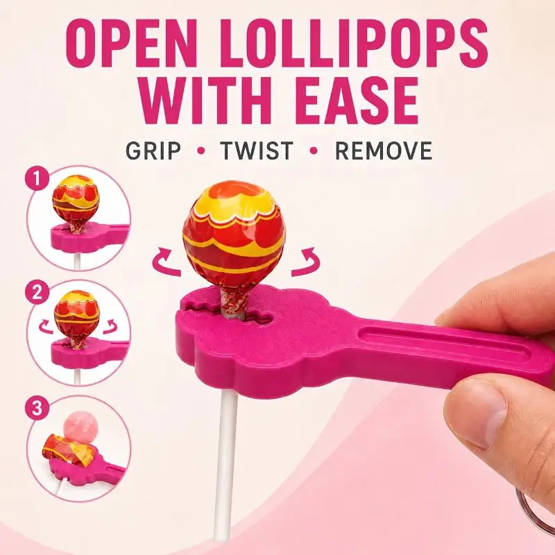 1/3Pcs Portable Plastic Lollipop Opener With Keychain Labor Saving Design For Kids Parties Home Daily Snack Time