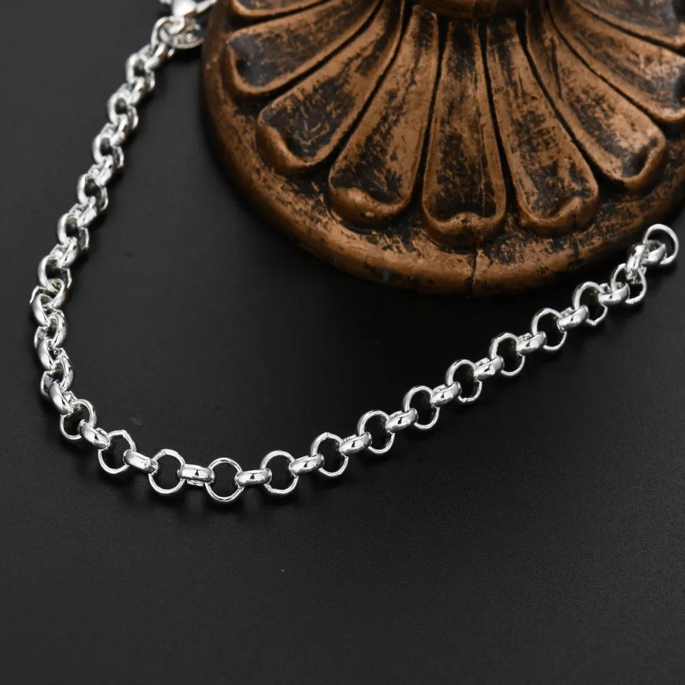 Hot popular 925 Sterling Silver originality 4MM Circle Chain Bracelets for Women Man Fashion Jewelry Wedding Party Gifts 20cm