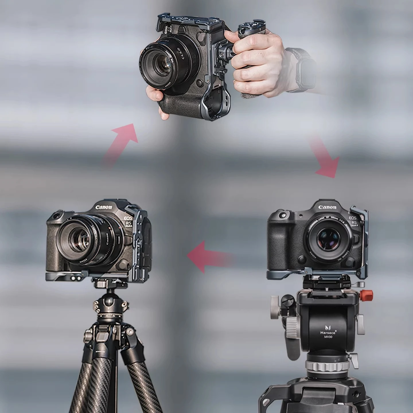FALCAM دعامة لوحة L سريعة الإصدار لكاميرات Canon EOS R5C R5 R6 R5II R6II - نظام تركيب سريع لـ Gimbal، Tripod، المنزلق