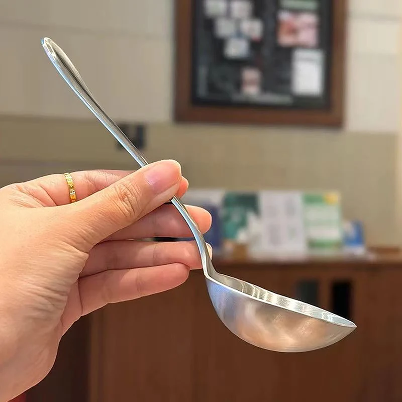 Large Stainless Steel Round Head Buffet Serving Spoon Thicken Kitchen Dinner Dish Soup Rice Western Restaurant Bar Public Spoon