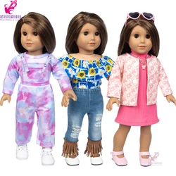 18 Inch Girl Doll Clothes Jeans Pants Overall Baby Doll Clothes Coat Pink Dress Baby Girl New Year Gift