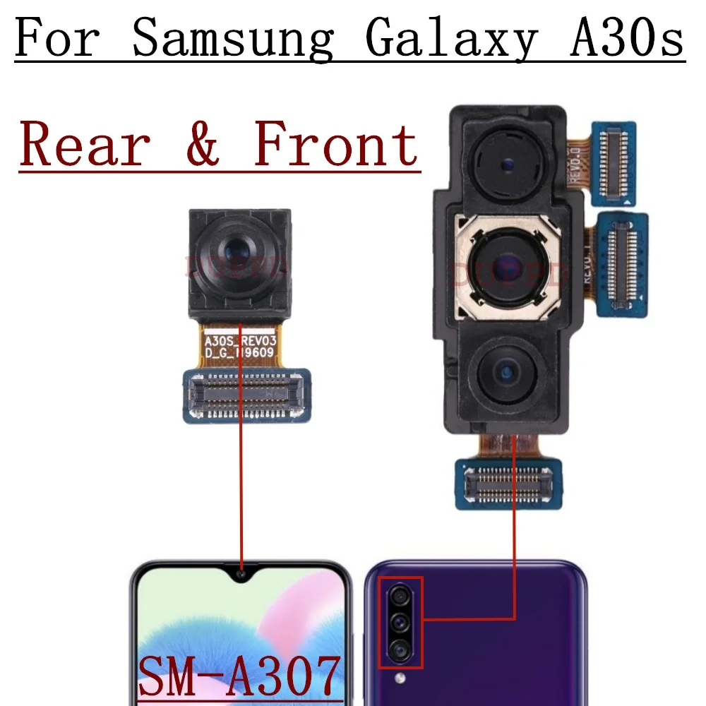 Rear Front Camera For Samsung Galaxy A30s A307F A307G Frontal Selfie Wide Depth Backside Back Camera Module Spare