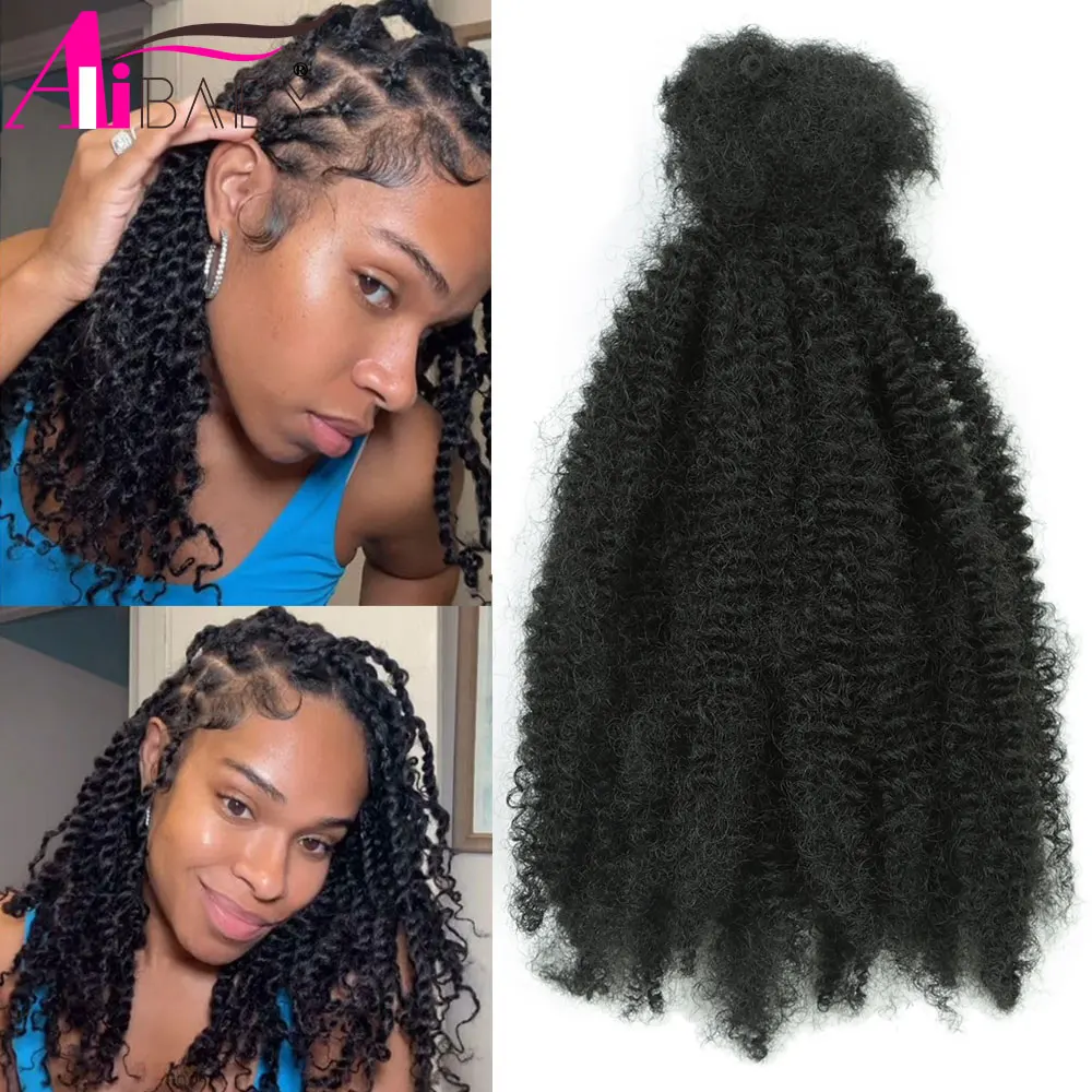 Alibaby 12 Zoll synthetische Afro Kinky Curly Crochet Haarverlängerungen Spring Twist Flechthaare für Locs Zöpfe natürlich aussehend – Detail 9