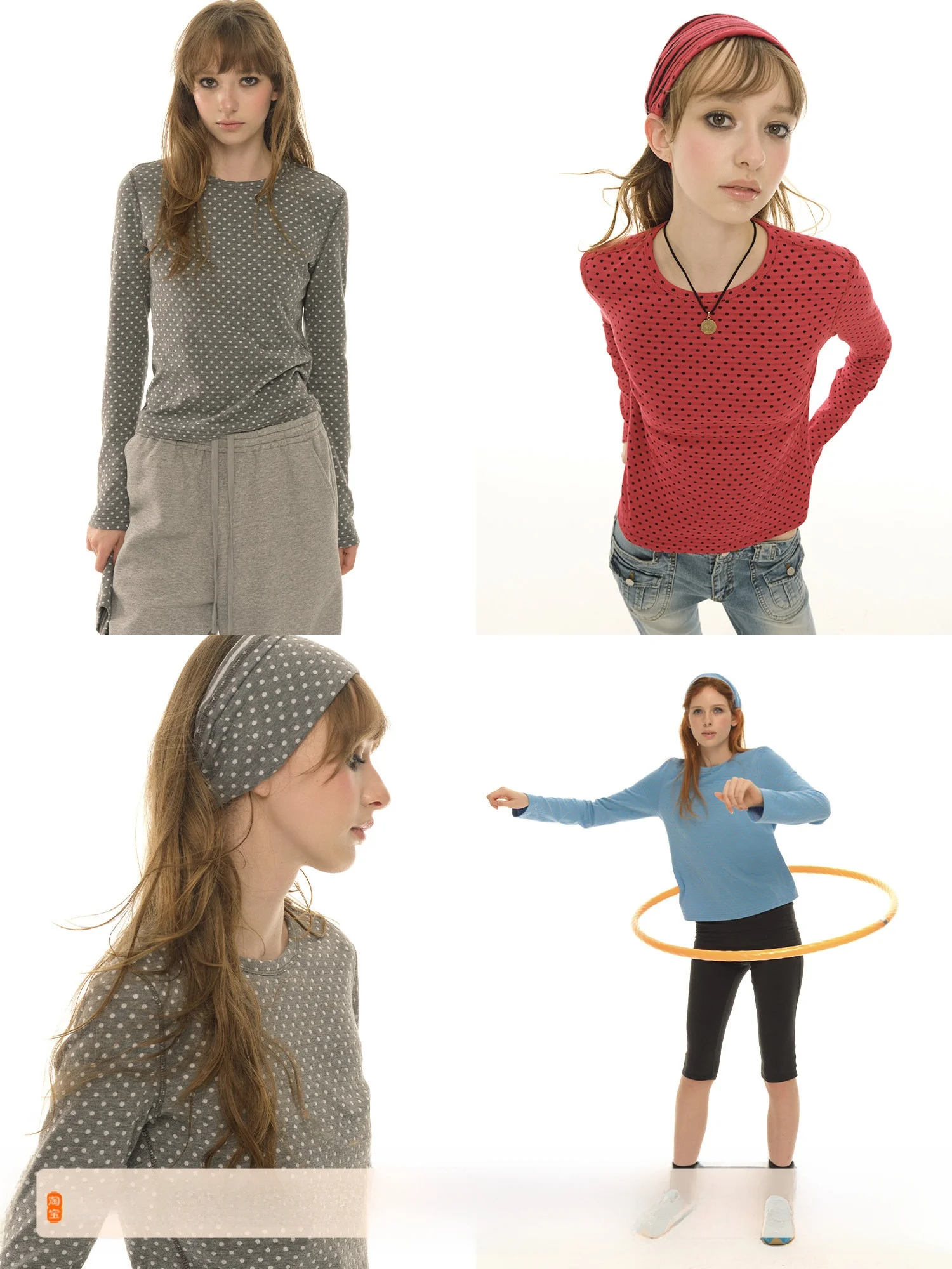 

Двусторонняя винтажная женская футболка в горошек Long Sve Base irt ey, повседневная футболка из смеси хлопка и полиэстера, верх для внутренней одежды