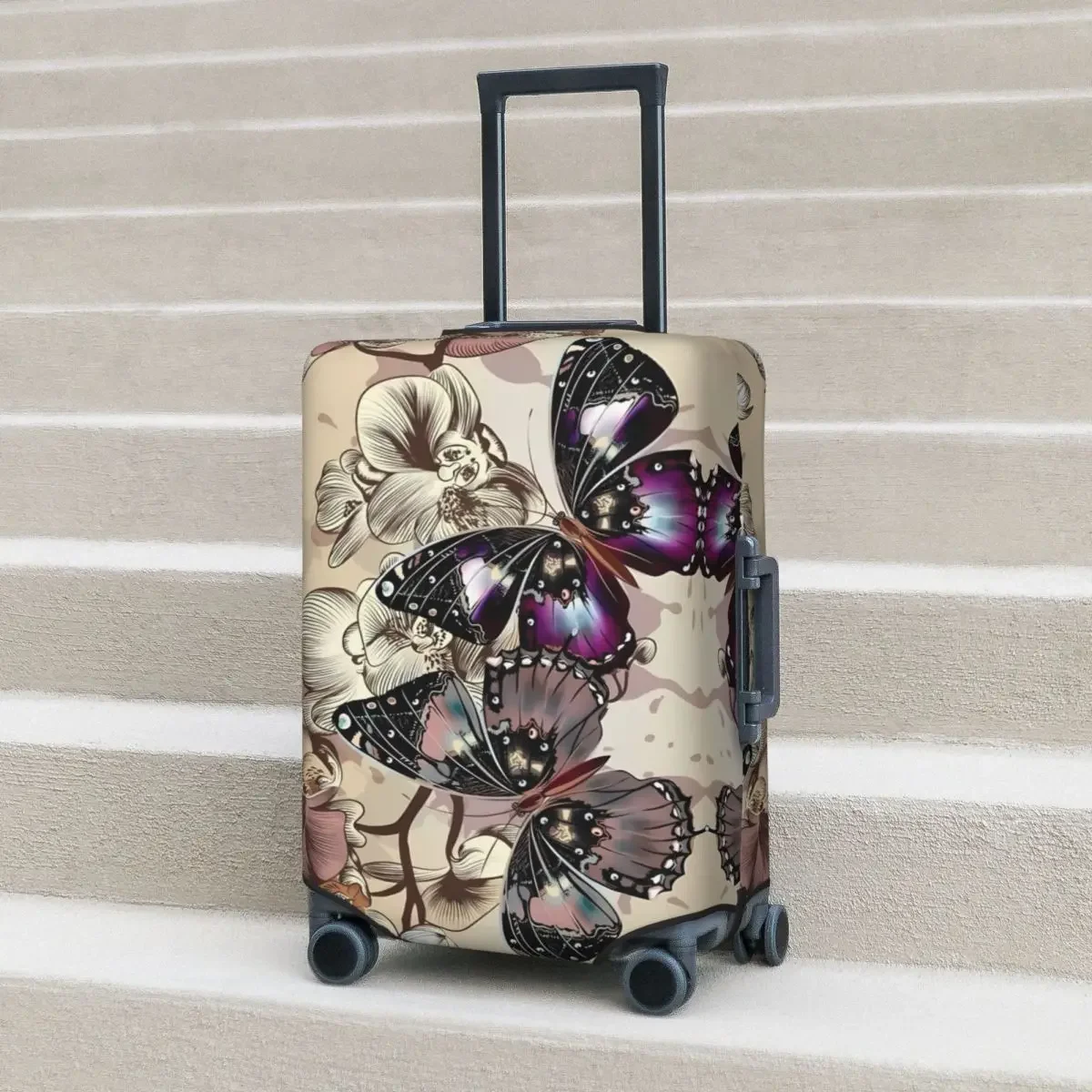 

Butterflies Suitcase Cover Vacation Vintage Elastic Luggage Case Travel Protector