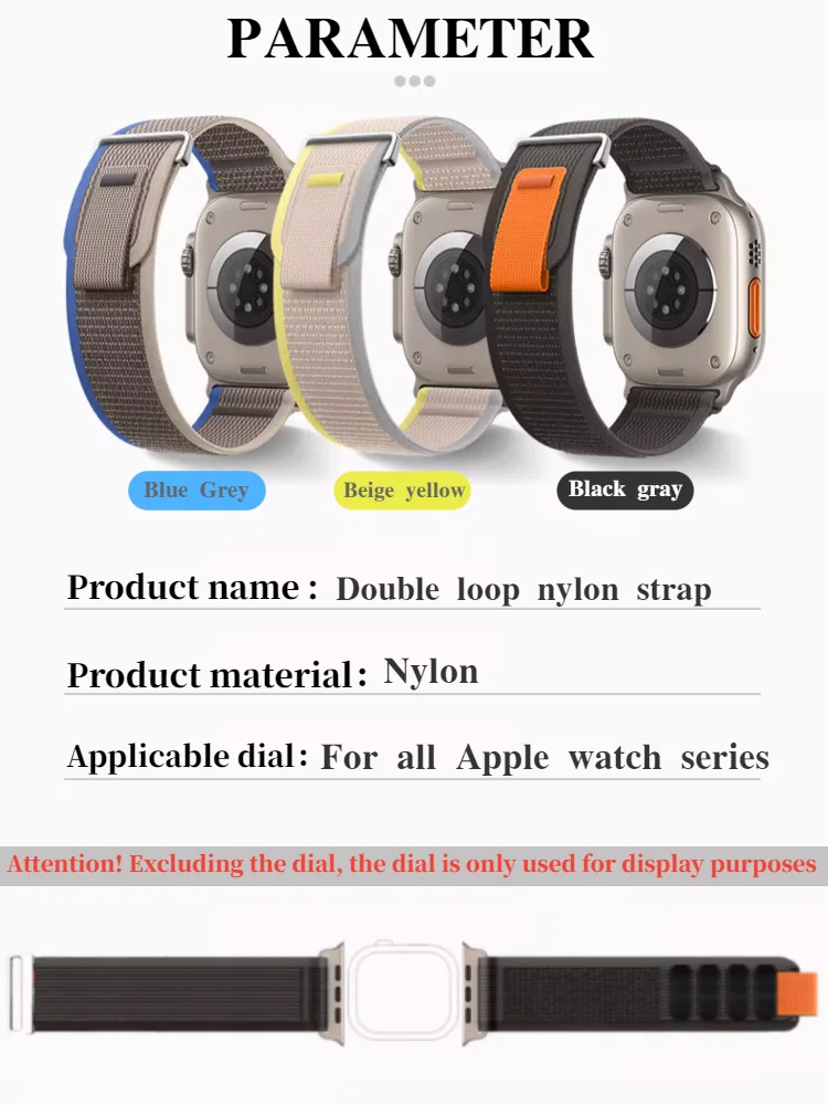 Nylon strap For Apple watch 10 42mm 46mm Ultra 2 49mm  9 8 7 45mm 41mm breathable replacement band For iwatch 6 5 4 SE 44mm 40mm