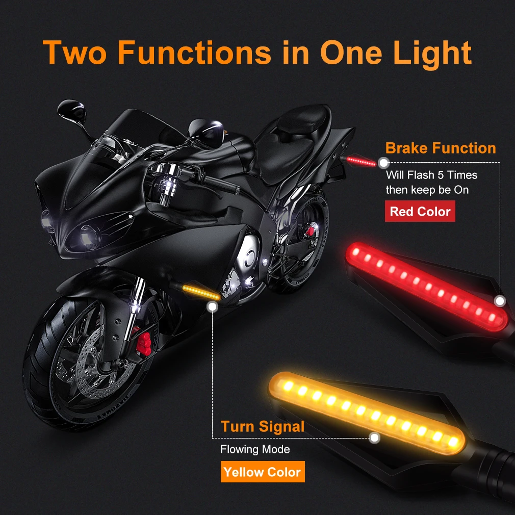 Motorcycle Led Turn Signals Directional Indicators Flashing Rear Tail Brake Flasher Light Stop Signal Light Motorcycle DRL Lamp