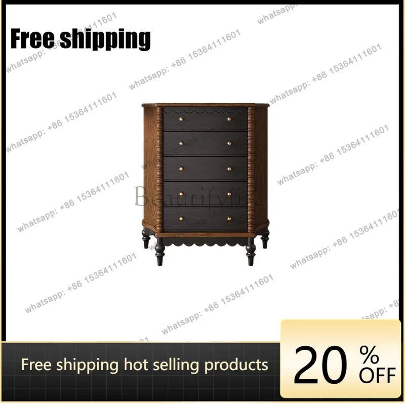 Factory Direct Sales French Retro All Solid Wood Eight-bucket Cabinet Antique Red Oak Locker
