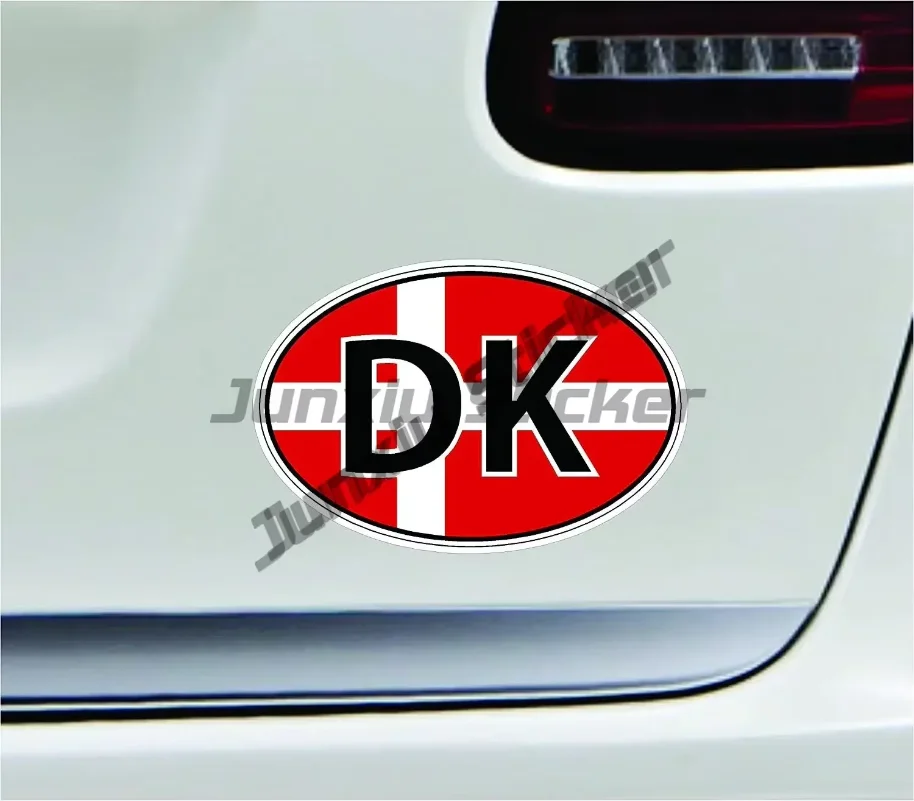 Nordic Country Denmark Country Code Flag Oval Country Initial with Flag Denmark Sticker Cover Scratches Decal Vinyl Decoration