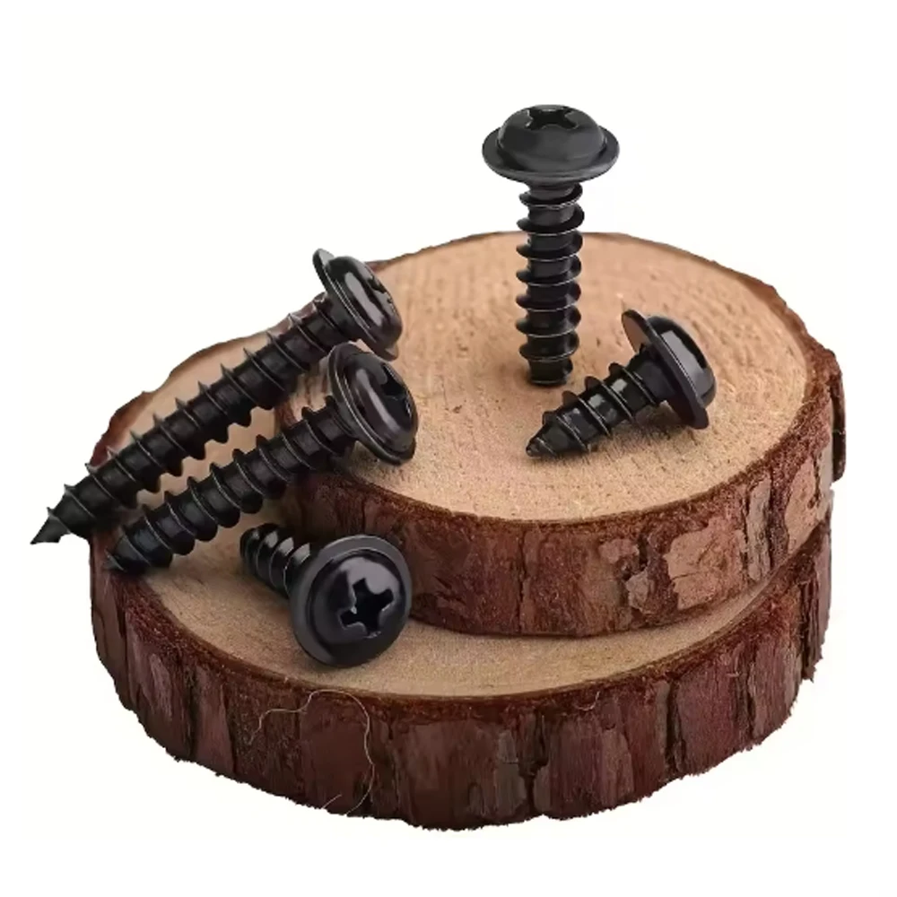 340pcs Self-Tapping Screw Set - M3/M4/M3.5/M5 Sizes, Pan Head Phillips Drive, Black Carbon Steel for Wood Furniture image 4
