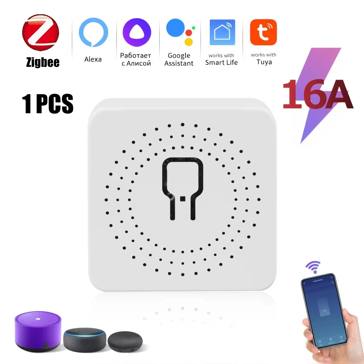 WIFI/ZigBee Smart Mini Smart Light Switch 2-wegbediening Breaker Relay 16A Smart Life APP Spraakbesturing voor Tuya Alexa Google