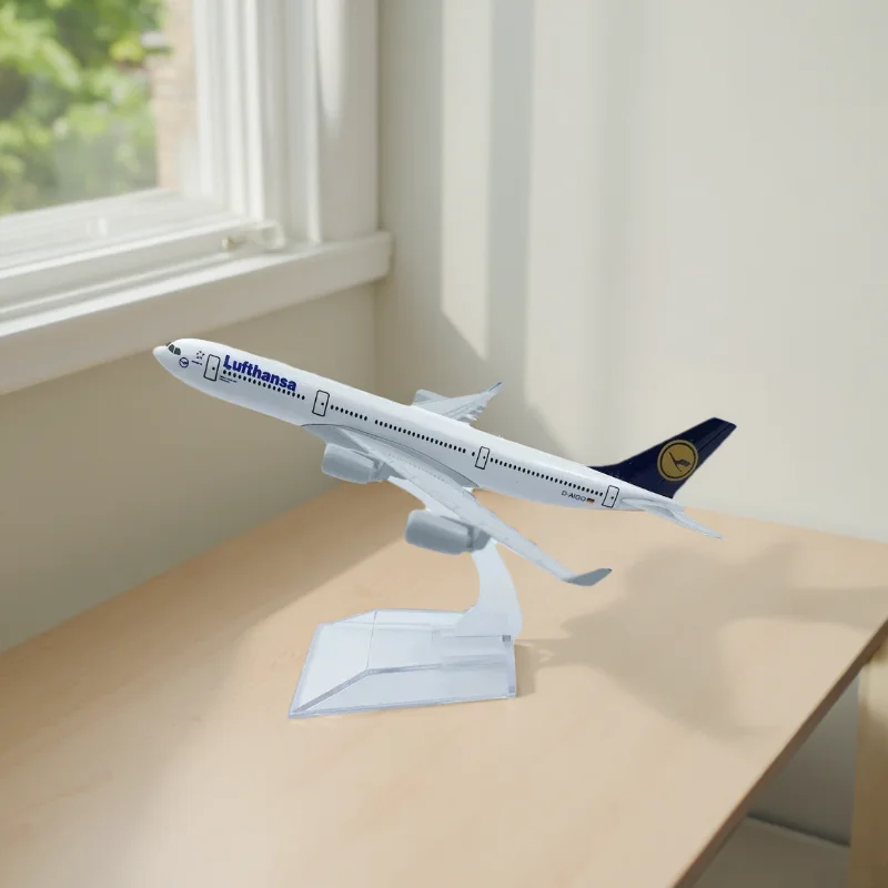16cm Metal Airplane Miniature A340 Lufthansa Airways Model Aircraft Diecast 1/400 Scale Planes Replica Boys Souvenir With Base