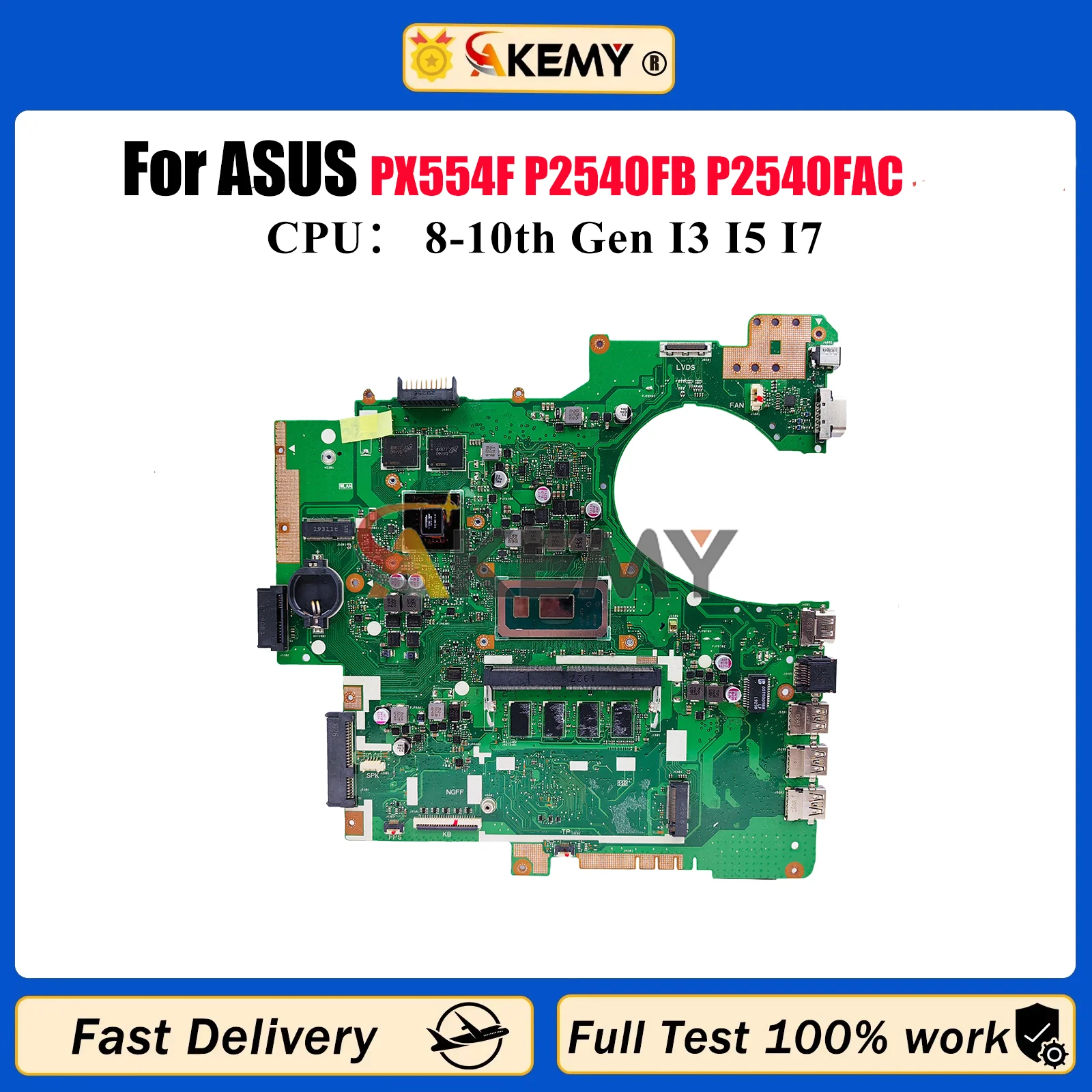 

P2540FB Laptop Motherboard For ASUS ProArt P2540F PX554F P2540FB P2540FAC Notebook Mainboard With I3 I5 I7 CPU 100% tests OK stk