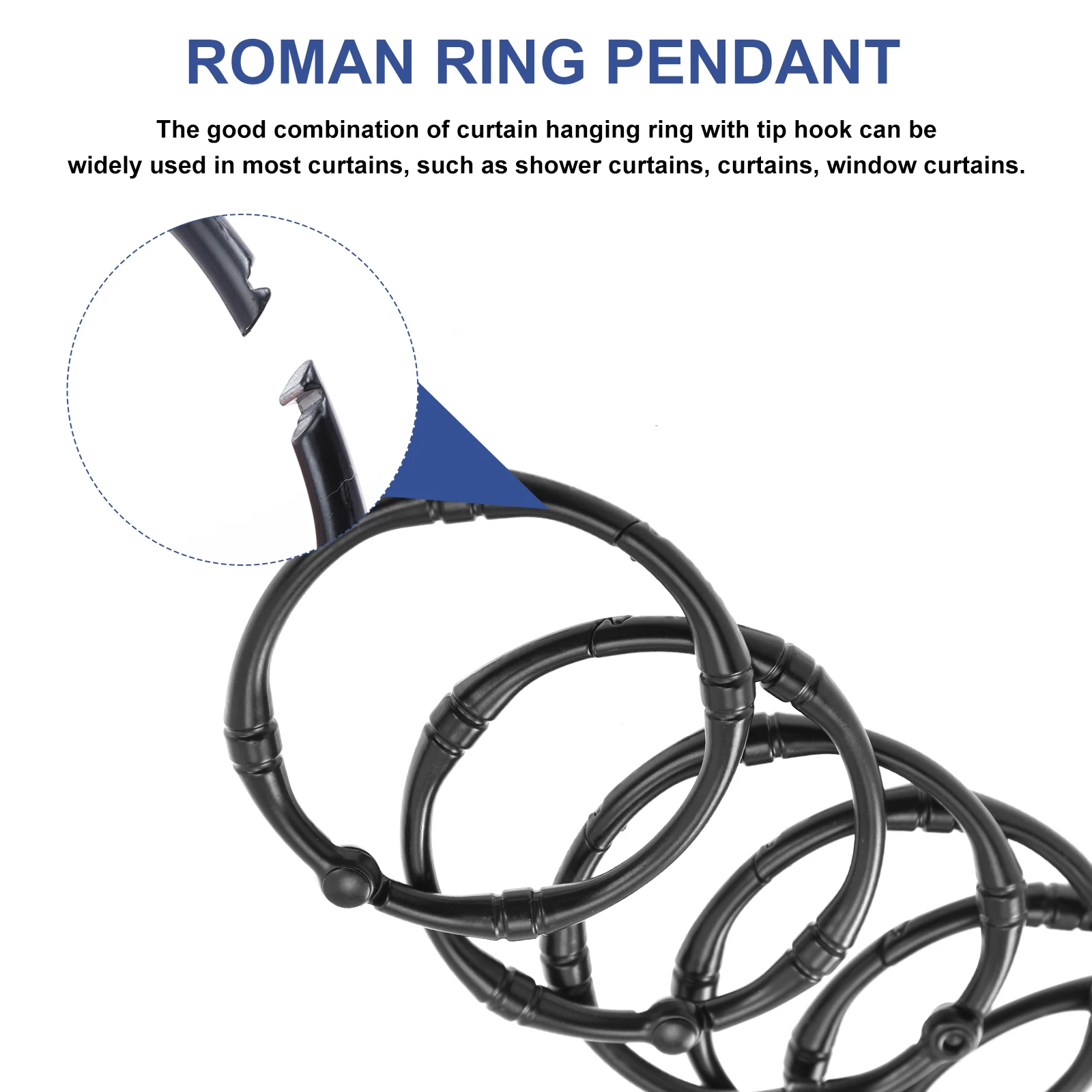 

12pcs Bath Curtain Hooks Zinc Alloy Rustproof Smooth Sliding For Shower Rods Heavy Duty Hanging Rings Decorative Curtain Ring