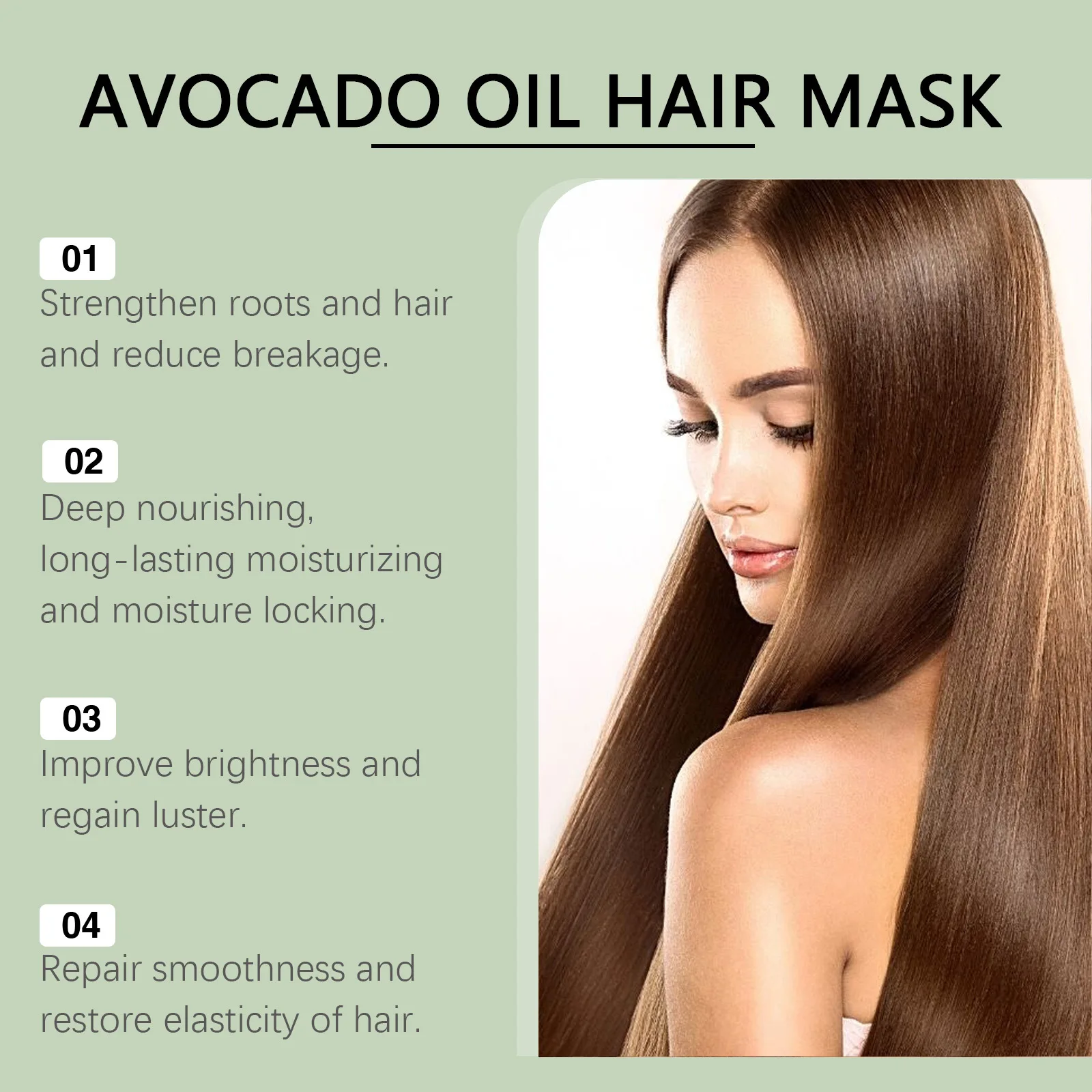 Avocado Oil Hair Mask Improve Split Ends Breakage Boost Luster Elasticity Treat Dry Damaged Hair Nourishing Smoothing Hair Mask