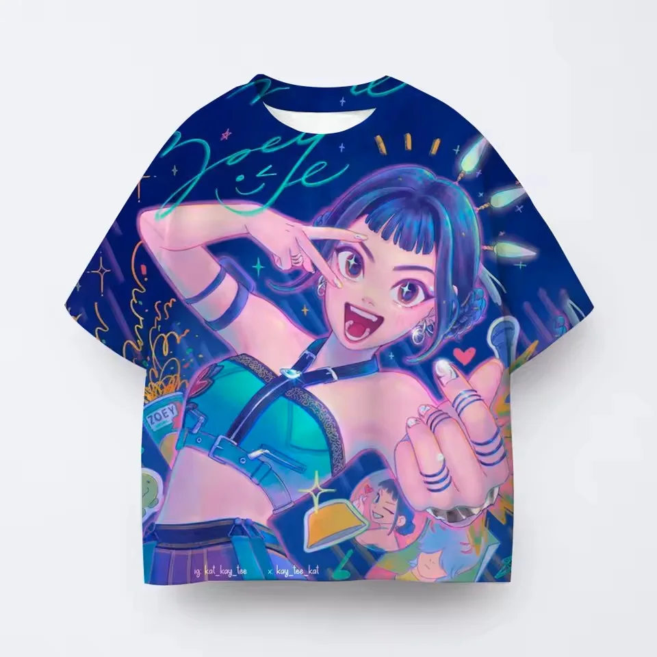 موضة عادية بنين بنات تي شيرت Kpop شيطان الصيادين ثلاثية الأبعاد تيشيرت مطبوع قميص الصيف س الرقبة قصيرة الأكمام بلايز الاطفال أنيمي الملابس