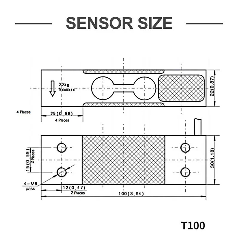 100mm Load Cell T100 Single Pointr Weighing Sensor 10CM Pressure Force Strain for Electronic Computing Scales Packaging Machine
