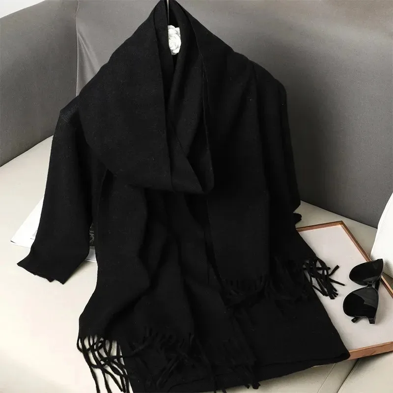 62 farbe Solide Frauen Winter Schal Warm Verdicken Kaschmir Schal Outdoor-Mode Luxus Quasten Pashmina Dame Wrap Winddicht Schals – Detail 11