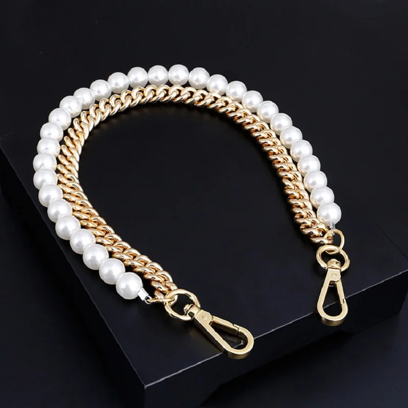 316L Stainless Steel Solid Metal and Pearl Bag Chain Bandage Strap Luxury Accessories Handles IP Gold Plated Silver Black DIY