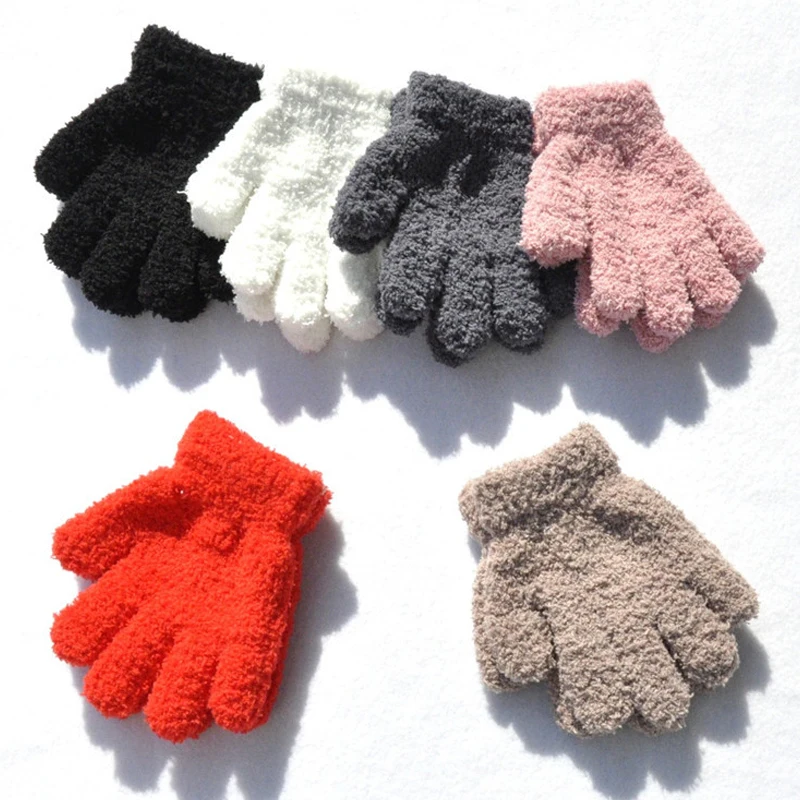 Plush Gloves Unisex Half-velvet Gloves Students Winter Warm Plus Velvet Thickened Knitted Gloves