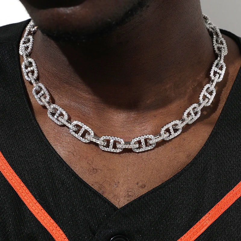 

11mm G-Link Cuban Chain Necklace With Box Clasp High Quality Fully Iced Cubic Zirconia Hip Hop Fashion Jewelry Gift