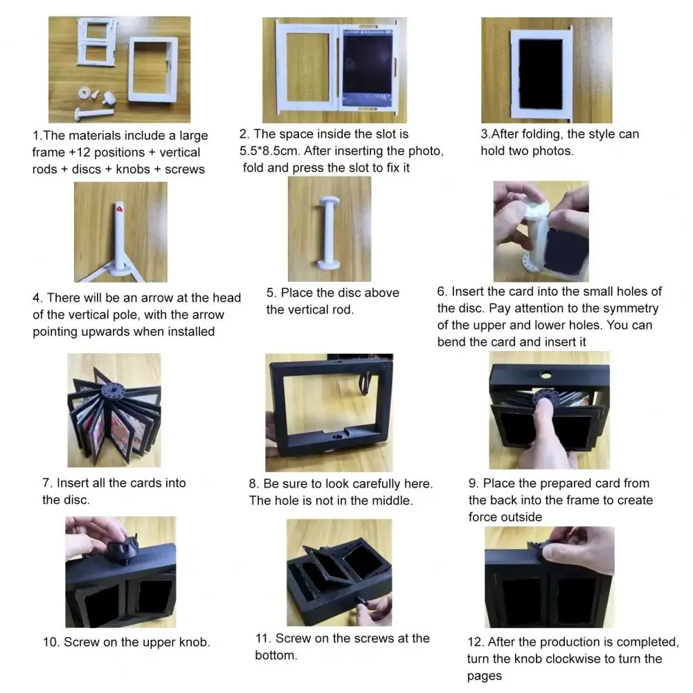 Modern White Photo Frame Twist Turn Photo Frame 3d Printed Rotating Photo Frame Spinning Instant Album Set for Displaying