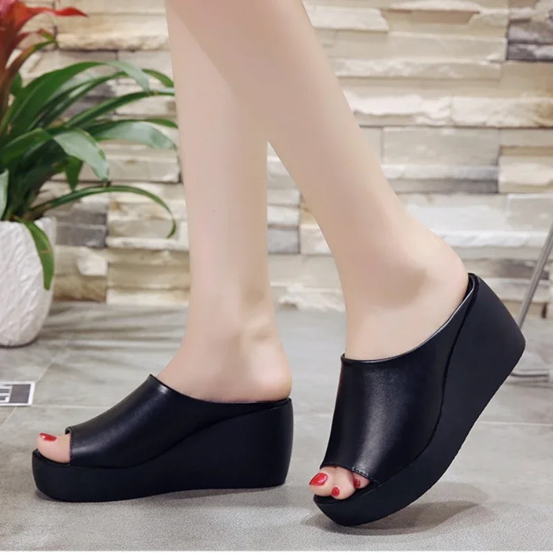 Woman Slippers Summer Platform Ladies Wedges Peep Toe Slides Female Solid Women Casual Outdoor Shoes Women's