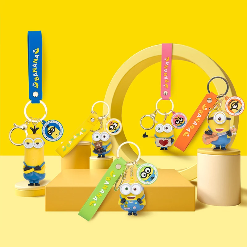 Despicable Me Cartoon Image Little Yellow Person Keychain Pvc Material Kawaii Fashion Exquisite Bag Decoration Pendant Doll Gift