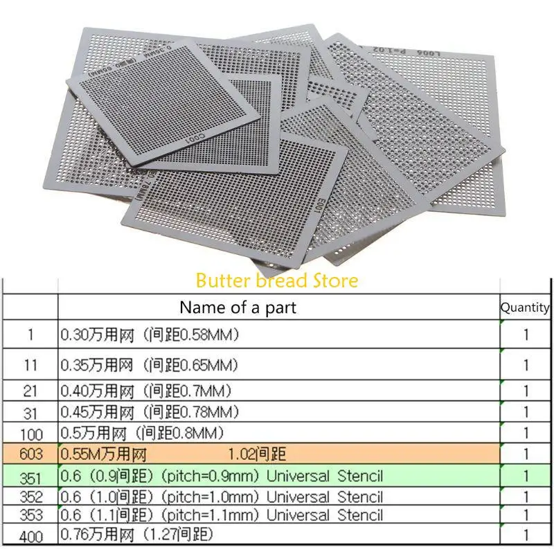 

W89C 10PCS/SET BGA REBALLING Универсальный набор шаблонов трафарета, совместимый с компьютерными аксессуарами для ремонта чипа