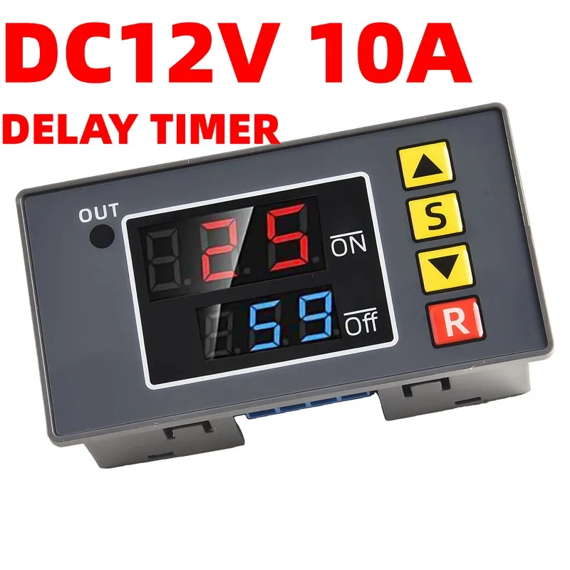 

DC 12V Time Delay Switch 10A Timer Switch Module Multifunctional Programmable Digital Time Cycle Dual Display Delay Relay