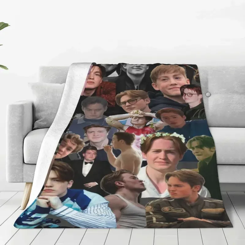 

Kit Connor Photo Collage Actor Blankets Fleece Decoration Portable Lightweight Throw Blankets for Home Bedroom Rug Piece