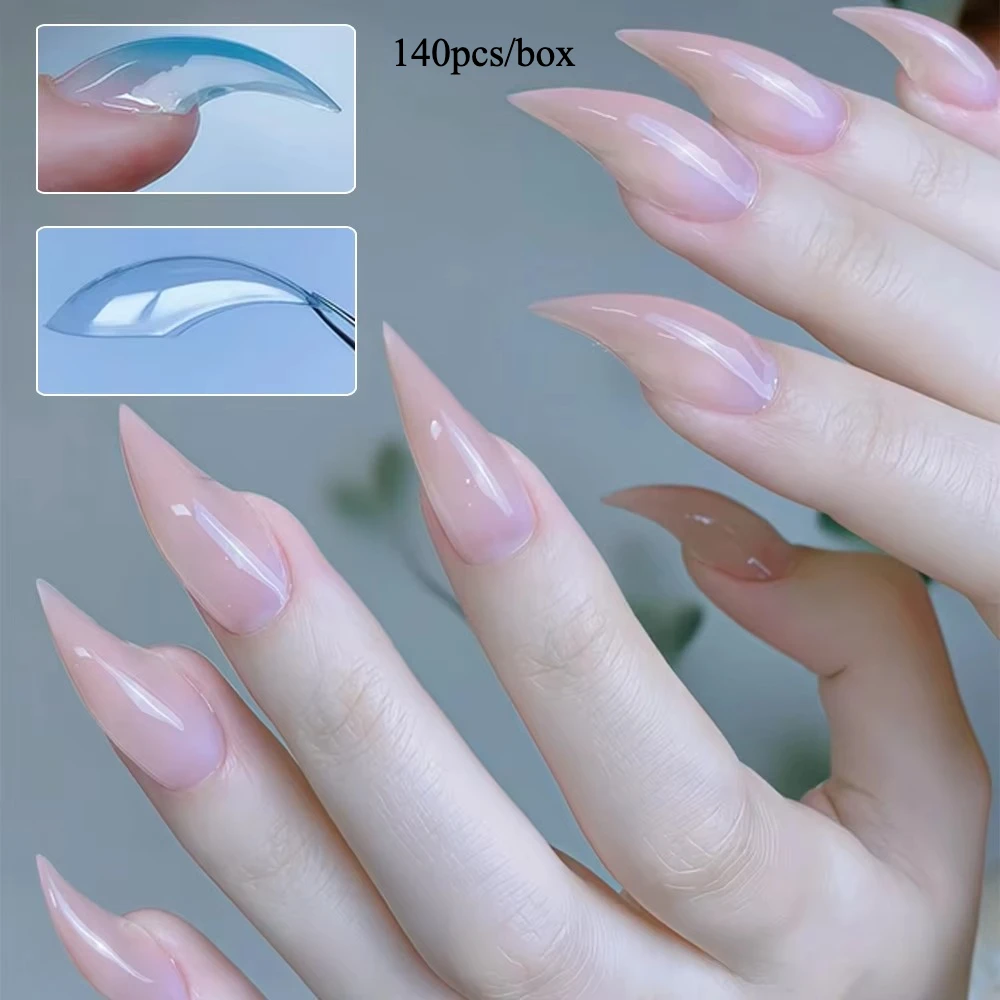 

140pcs Short Curved Stiletto Nail Dual Forms for Poly Nail Gel Extension of 3D Cat's Claw Hawk Sculptural Nails Full Cover Molds