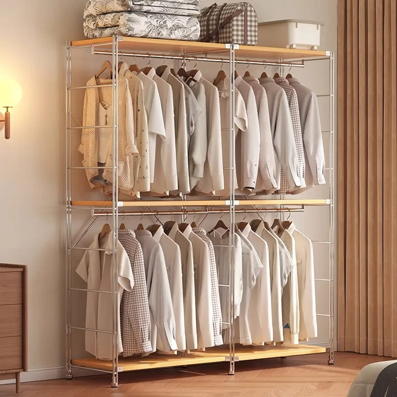 Metallkleiderschrank, Haushaltskleiderschrank, Schlafzimmer-Aufbewahrungsschrank, robuster Kleiderständer, platzsparender Kleiderschrank für kleine Wohnungen