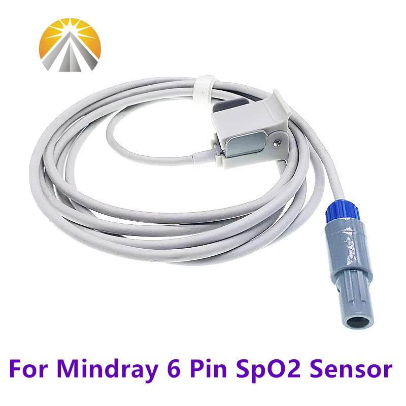 6 Pin Dual สล็อต SpO2 Sensor สําหรับ Mindray PM7000 PM8000 MEC1000 ผู้ใหญ่เด็ก Neonate Veterinary สัตว์ประเภท Pulse Rate SAO2 Probe