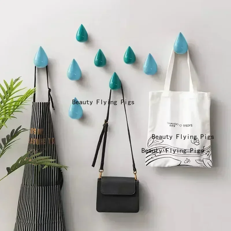 1pc Resin Water Droplet Hook Wall Water Droplet Hook Fitting Room Coat Hook Wall Decor Home Accessories Drilling Installation