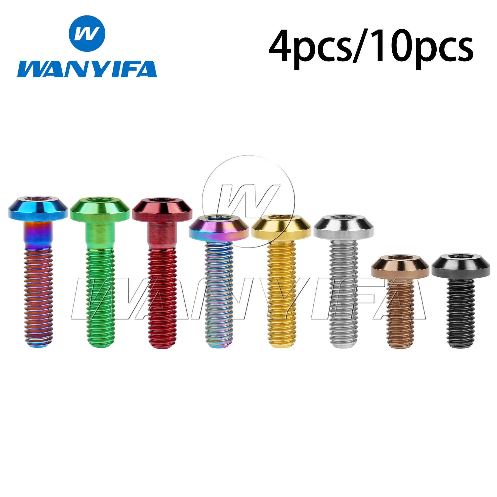 Wanyifa Titanium Bolt M6x12/15/20/25/30/35mm Hex Head Screws for Bicycle Motorcycle Brake Disc 4/10pcs
