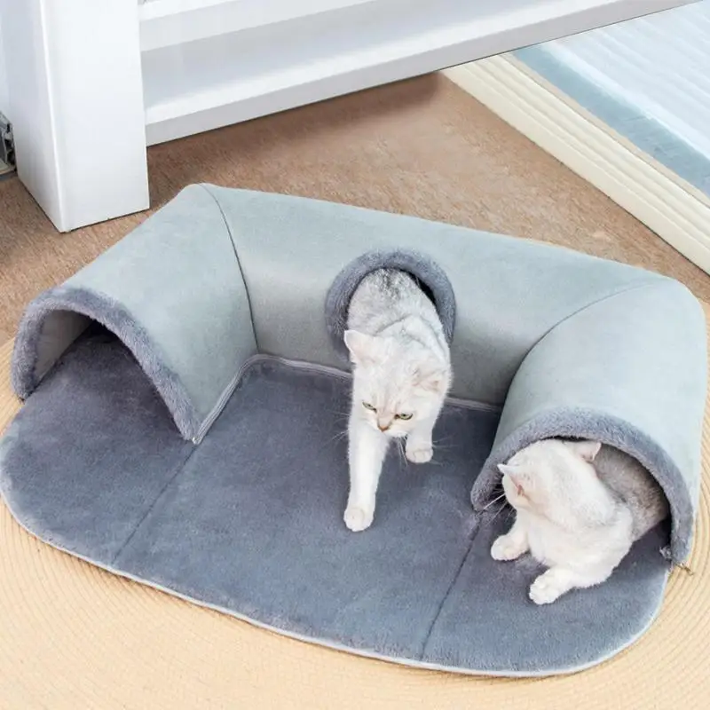 Foldable Cat Beds Removable Washable Cat Beds U Shape Cat Cave Seasonal Cat Couch Foldable Play With Plush Ball Pet Supplies For