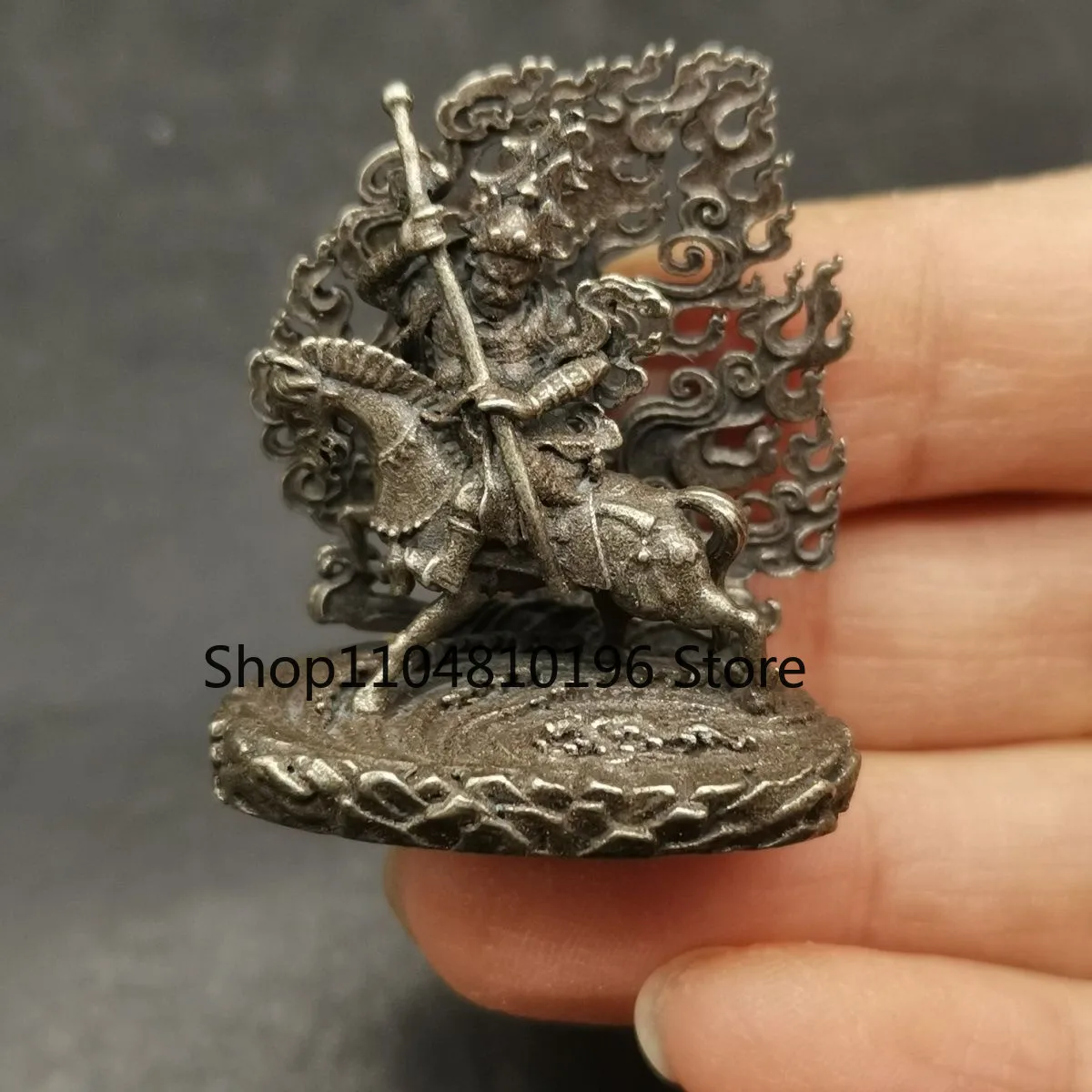 Antique Tibetan style solid white copper protective deity bronze Buddha mini Buddha statue ornament exquisite handicraft