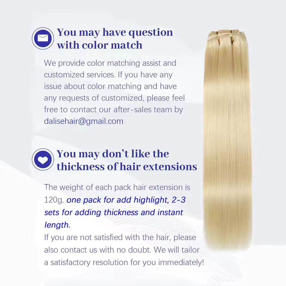 Ekstensi Rambut Clip in 8pcs Ekstensi Rambut Asli Manusia Clip ins Lurus # 613 Ekstensi Rambut Asli Model Jepit 100g